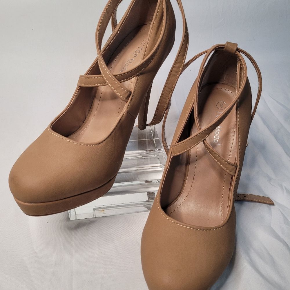 TOP Moda Nude Cross Ankle Strap Heel ๐ ๐ - Picture 3 of 6